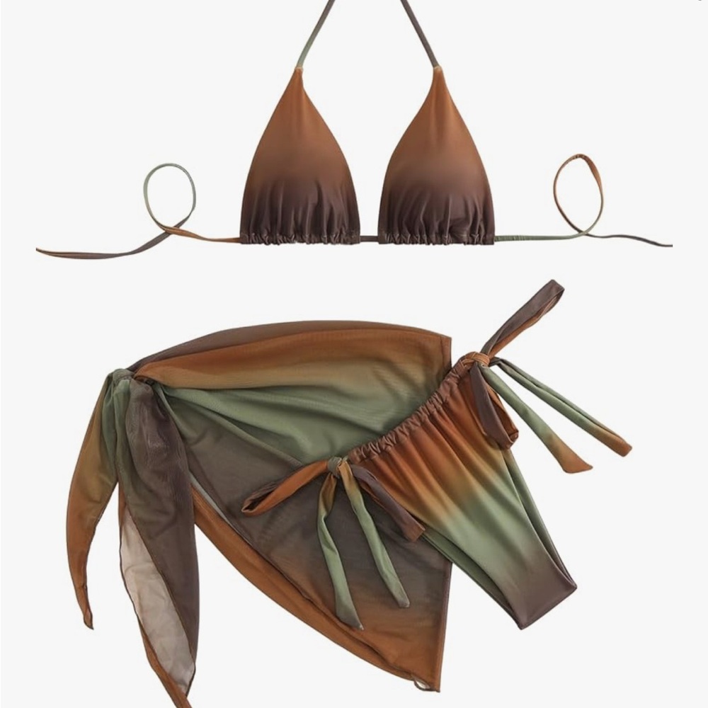 Brown orange and green Bikini Set